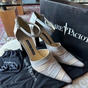 Cesare Paciotti Boemia Ankle Strap D'Orsay Light Grey/Light Beige EU 38.5